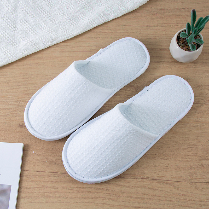 Kids Indoor Outdoor Slippers - 5 çift/grup beyaz Waffle tek kullanımlık