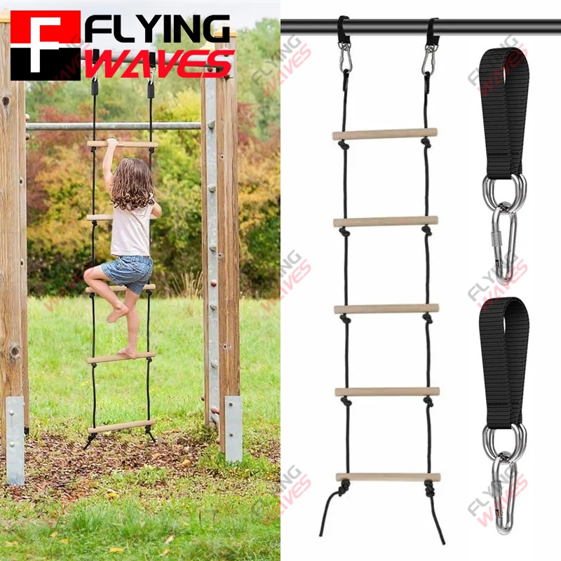 Kids Outdoor Clubhouse - Çocuk Tırmanma Halat Merdiven Ahşap Salıncak
