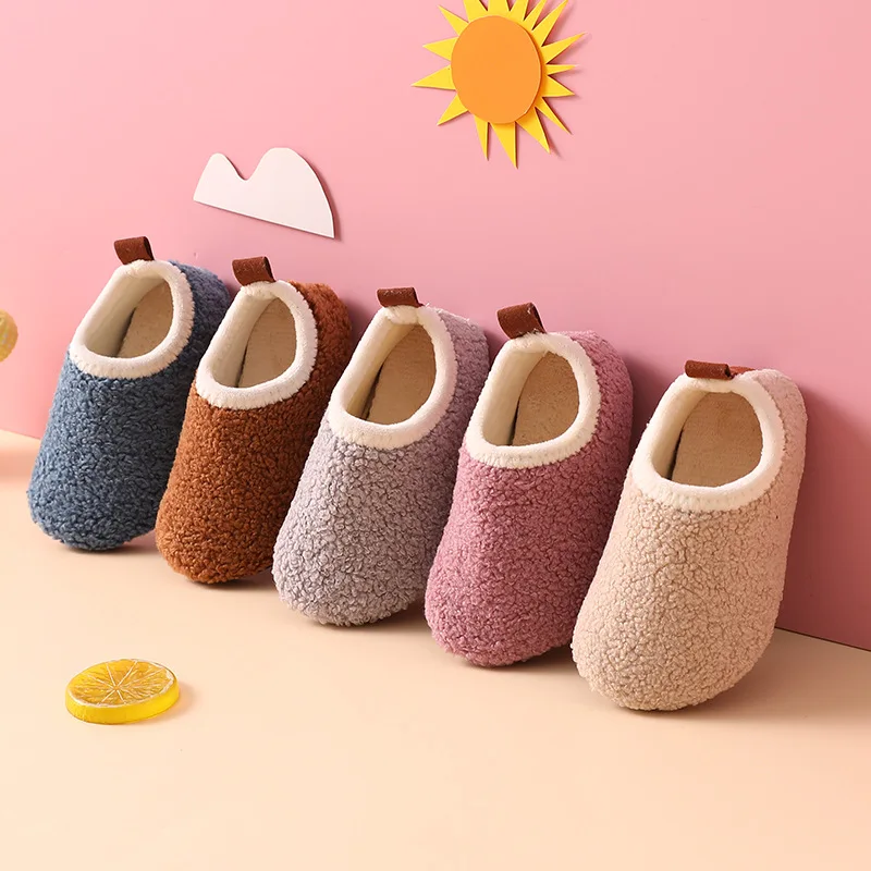 Kids Indoor Outdoor Slippers - Çocuk pamuk terlikler katı sıcak çocuklar