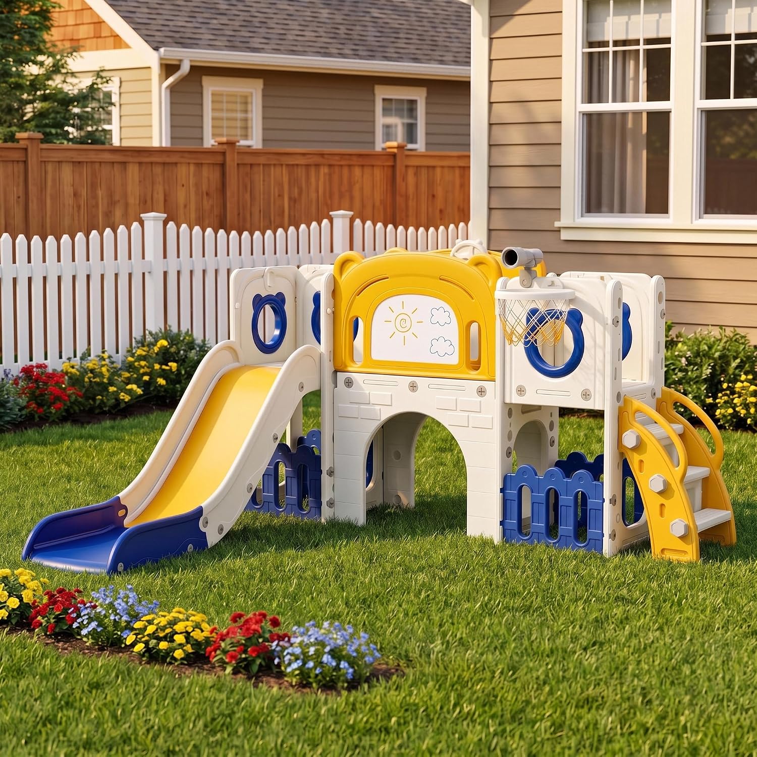 Kids Outdoor Toys B&Q - 10'u 1 Arada Çocuk Kaydırak Seti,