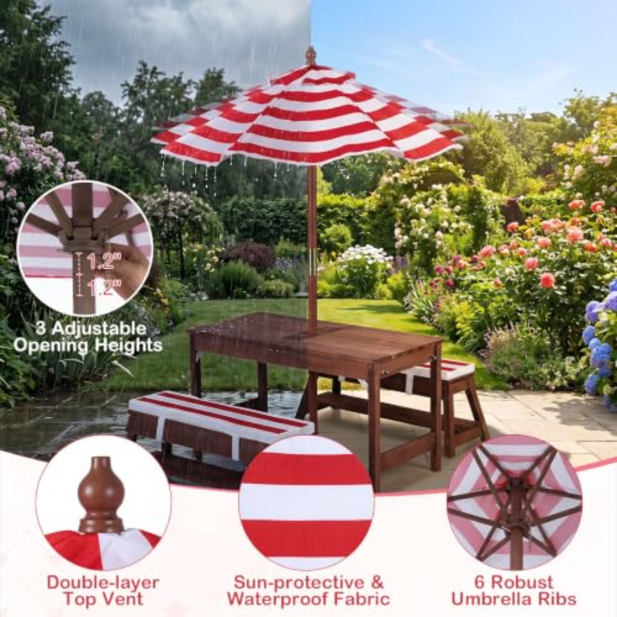 Kids Outdoor Water Table - Bahçe ve veranda kullanımı için ahşap