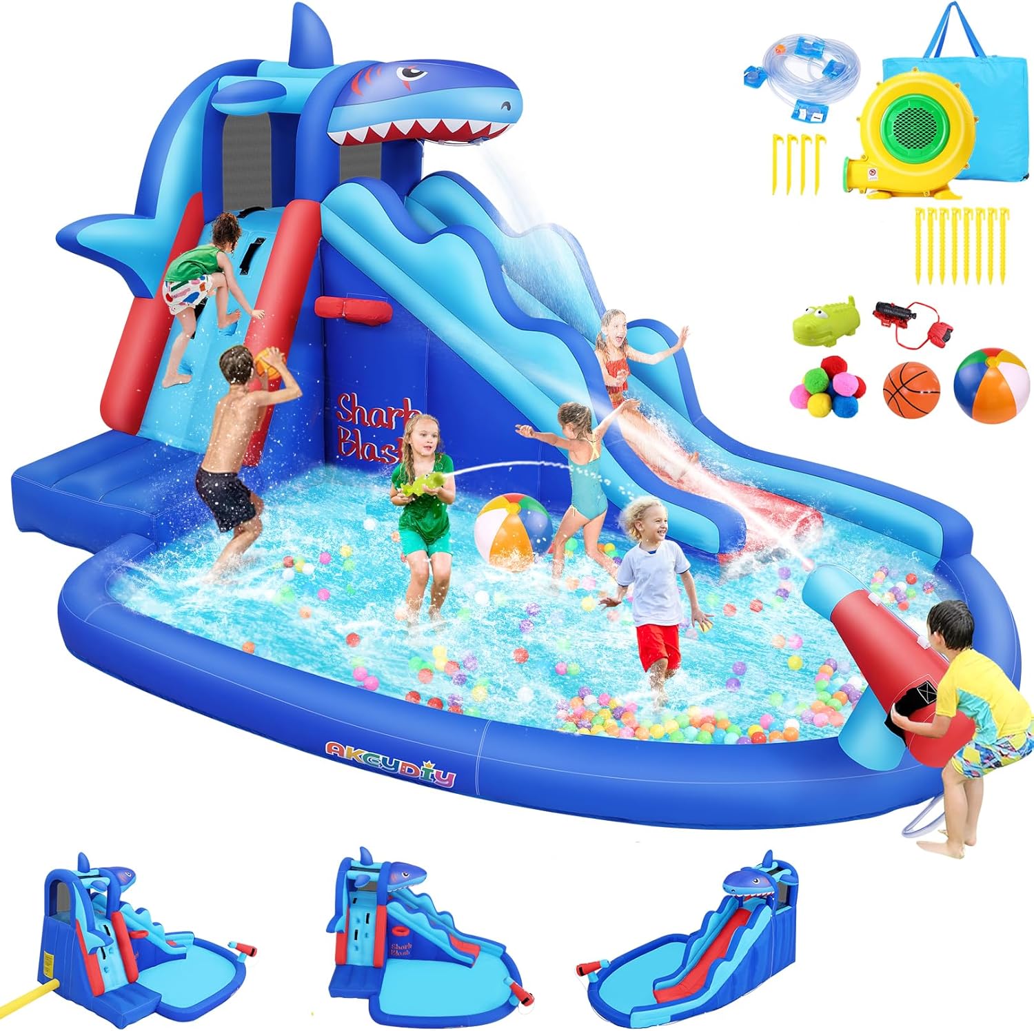 Kids Outdoor Water Park - Çocuklar İçin Köpekbalığı Temalı Şişme Su