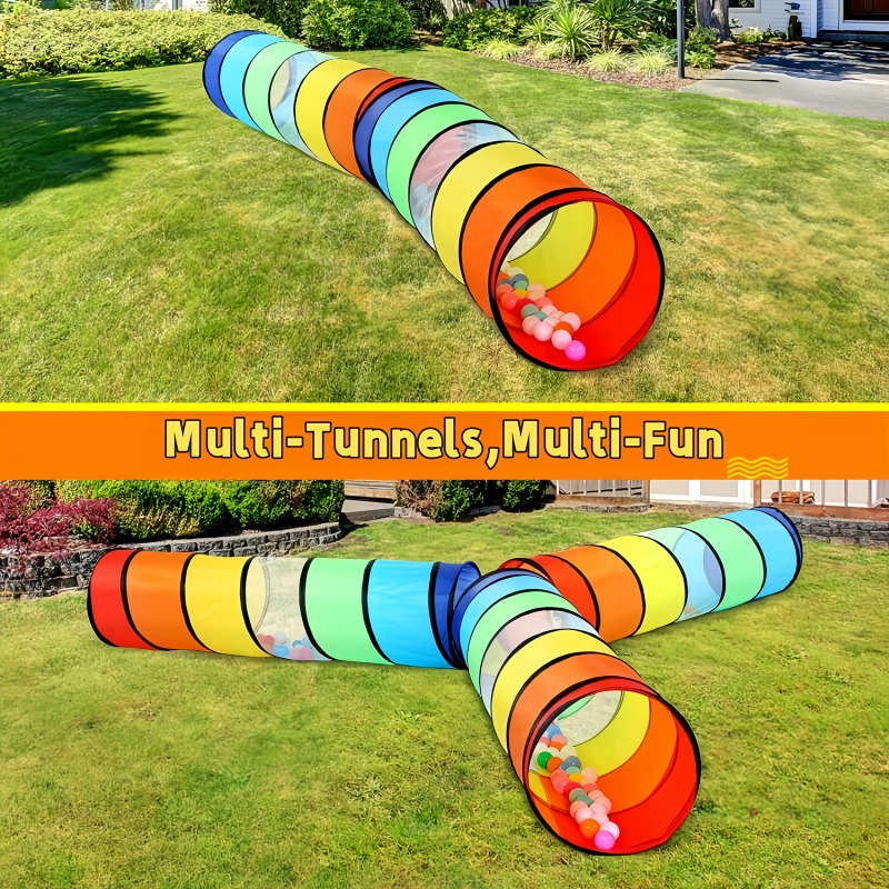 Kids Outdoor Clubhouse - Renkli Tarama Tüneli Nefes Örgü Kapalı