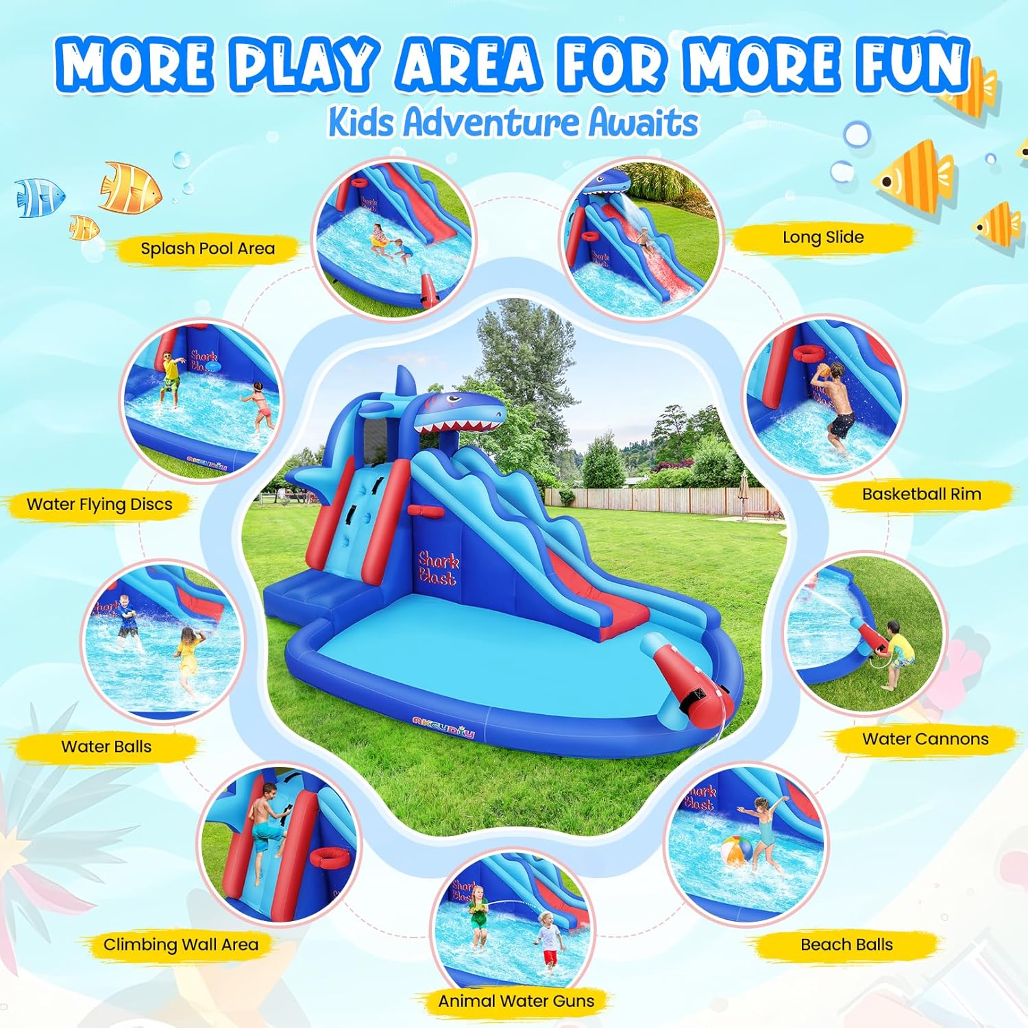 Çocuklar İçin Köpekbalığı Tema - Kids Outdoor Water Park incelemesi ve fiyatı